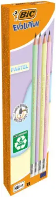 Bic карандаш чг бик эволюшн пастель с ластиком кор 12 шт 