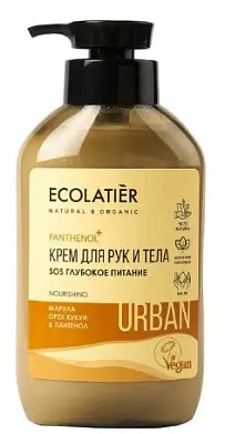 Ecolatier крем для рук и тела глубокое питание марула орех кукуи пантенол 400 мл