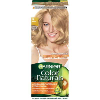 Garnier стойкая питательная крем краска для волос color naturals оттенок 9 ваниль 