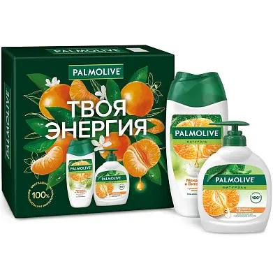 Palmolive подарочный набор натурэль мандарин и витамин с гель крем для душа 250 мл + крем мыло для рук 300 мл