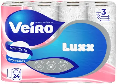 Veiro туалетная бумага 3 х слойная белая 24 шт 