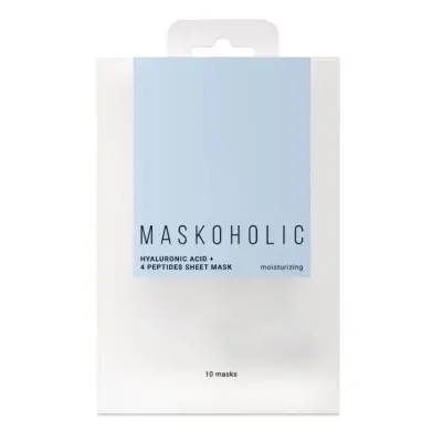 Maskoholic увлажняющая тканевая маска с гиалуроновой кислотой и 4 видами пептидов набор 10 шт 