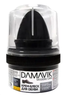 DAMAVIK крем-блеск для обуви бесцветный с губкой, пластиковая банка 50мл 