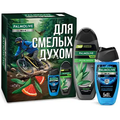 Palmolive подарочный набор мужской защита и восстановление гель для душа 250 мл + шампунь кондиционер 2 в 1 450 мл)