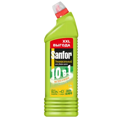 Sanfor средство для чистки и дезинфекции 10 в1 лимонная свежесть 1500 мл 