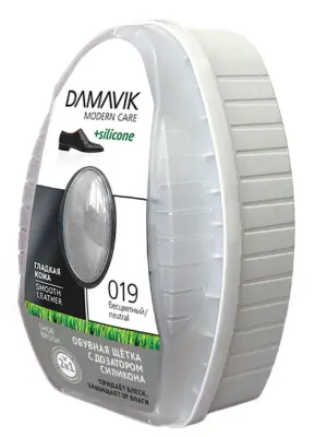 DАМАІК обувная щетка с дозатором силикона бесцветная губка с пропиткой в футляре 6мл 