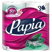 Papia туалетная бумага белая с ароматом тропическая экзотика и рисунком трёхслойная 4 шт