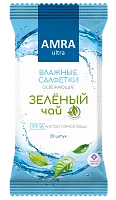 Amra салфетки влажные освежающие зеленый чай 20 шт