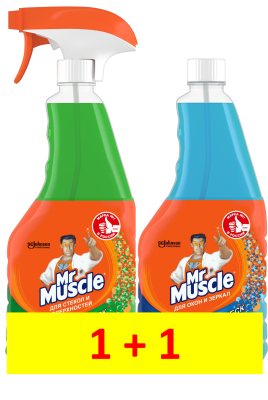 Мистер Мускул набор №1 утренняя роса для стекол триггер 530 мл + после дождя для пола 500 мл 
