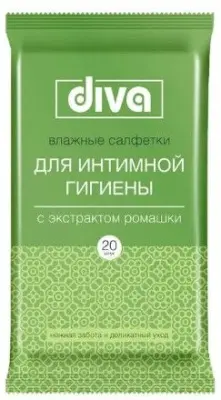 DIVA № 20 влажные салфетки для интимной гигиены c экстрактом ромашки 