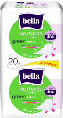 Прокладки супертонкие BELLA ULTRA GREEN, 10+10шт 