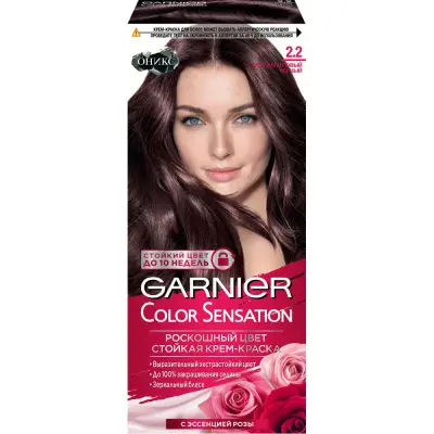 Garnier Color Sensation стойкая крем краска для волос оникс оттенок 2.2 перламутровый черный 