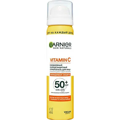 GARNIER Ежедневный солнцезащитный спрей - вуаль для лица с витамином С и 50+, 75 мл