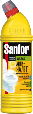 Sanfor wc gel средство для чистки и дезинфекции лимонная свежесть 750 мл 