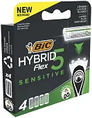 Bic hybrid 5 flex sensitive сменные кассеты для мужской бритвы уп 4 шт