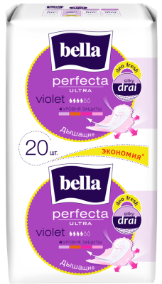 BELLA Прокладки супертонкие ULTRA DEO, 10+10шт (фиолет) 
