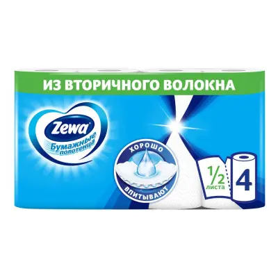 Zewa кухонные полотенца двухслойные белые 4 шт 