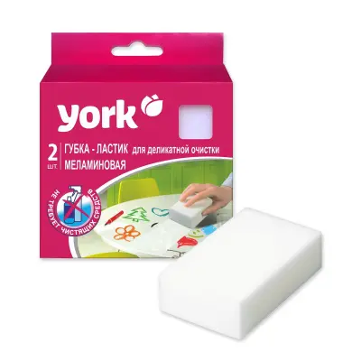 York губка меламиновая для деликатной очистки 2 шт 