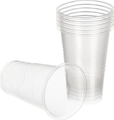 Стакан 200мл пп белый прозр пластиковый набор 6шт 