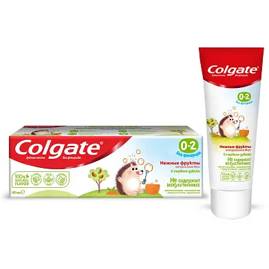 Colgate зубная паста детская 0-2 без фторида для детей от 0 до 2 лет со вкусом нежных фруктов 40 мл