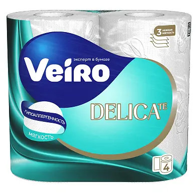 Veiro туалетная бумага 3 х слойная белая 4 шт