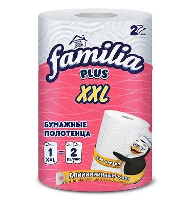 Familia бумажные полотенца xxl белые двухслойные 1 шт