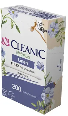 Cleanic Naturals ватные палочки гигиенические в бумажной прямоугольной коробке 200 шт