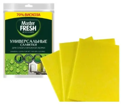 Master FRESH универсальные салфетки для уборки вискоза повышенной плотности 30*38 см 3 шт 