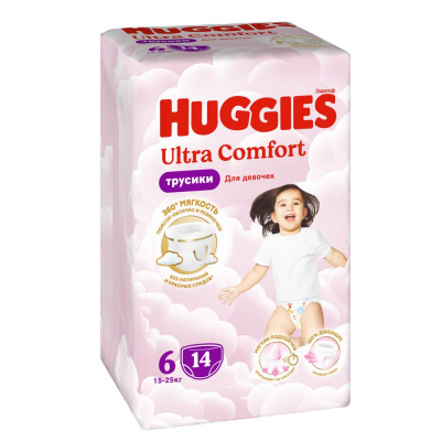 Huggies ultra comfort 6 15-25 кг трусики подгузники 14 шт для девочек 