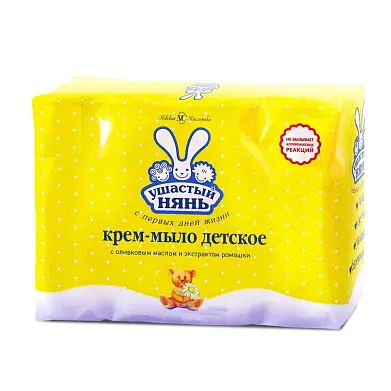 Ушастый Нянь крем мыло с оливковым маслом и ромашкой 4*100 г