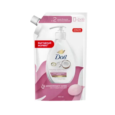 Дав крем мыло жидкое кокос и миндальное молочко 500 мл сменный блок 