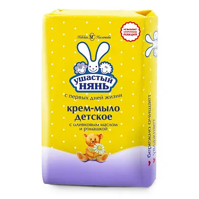 Ушастый Нянь крем мыло с оливковым маслом и ромашкой 90 г