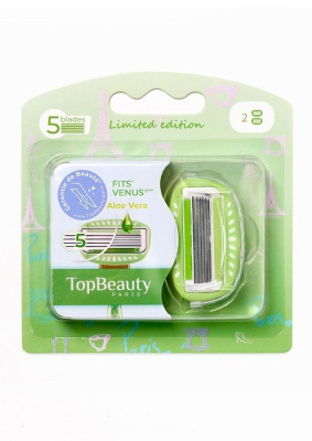 TopBeauty Paris сменные кассеты женские 5 лезвий 2шт зеленый цвет совместимы с venus 