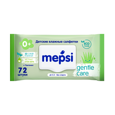 Mepsi влажные салфетки алое вера детские gentle care 72 шт 