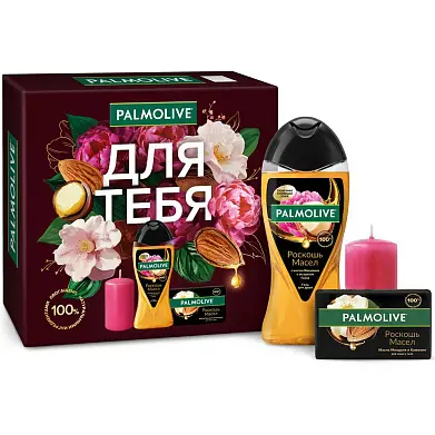 Palmolive подарочный набор роскошь масел пион и камелия гель для душа 250 мл+туалетное мыло 90 г+ свеча парафиновая розовая