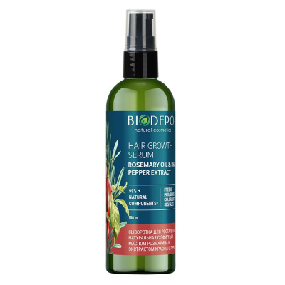 Biodepo сыворотка для роста волос натуральная с эфирным маслом розмарина и экстрактом красного перца 100 мл 