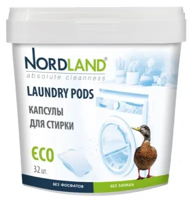 NORDLAND капсулы для стирки средство для стирки бесфосфатное 32 шт 