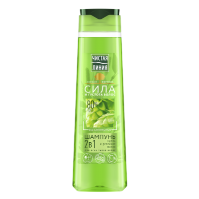 Чистая Линия 2в1 шампунь и бальзам для всех типов волос хмель 400 мл 