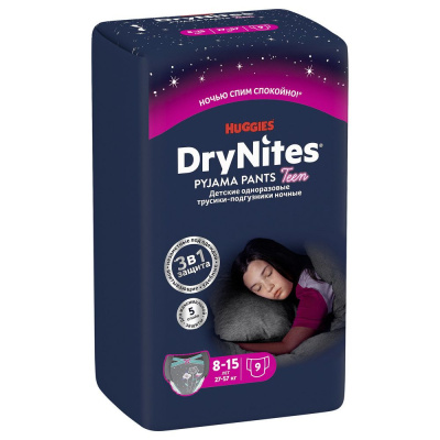 Huggies Drynites подгузники трусики для девочек 8-15 лет 9 шт 