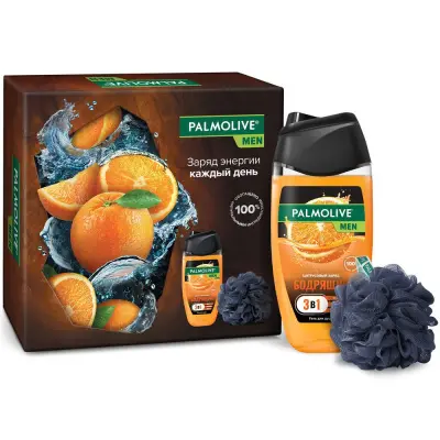 Palmolive пн men цитрусовый заряд гель для душа 250 мл+мочалка 