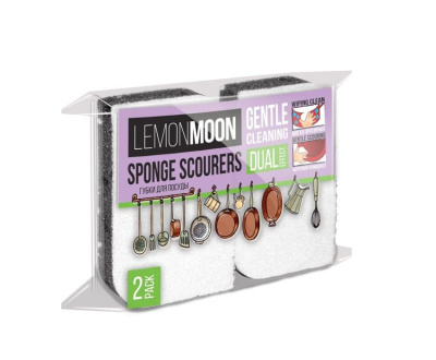Lemon Moon retro сканди губки для посуды вискоза тефлон деликатные 110 х 68 х 27 2 шт 