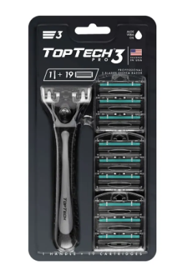 TopTech мужская бритва pro 3 1станок+19 сменных кассет совместимы с gillette blue 3 