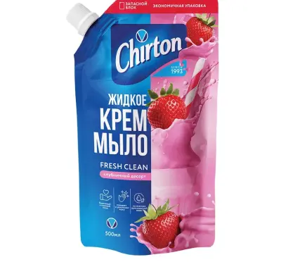 Chirton жидкое крем мыло клубничный десерт 500 мл дой пак 