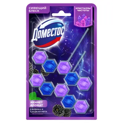 Доместос блок для очищения унитаза кристаллы чистоты ягодное сияние дуо 2*50 гр 