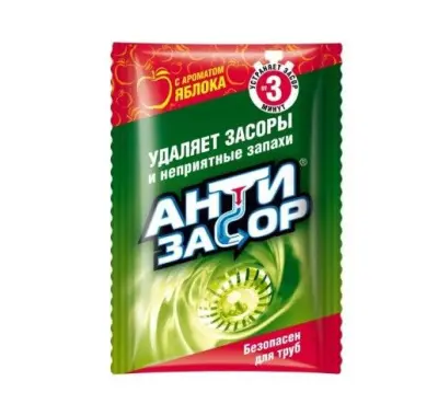 Антизасор гранулированное ср-во для удаления засоров в трубах с ароматом яблока 50 гр 