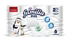 Familia Plus туалетная бумага белая двухслойная 8 шт