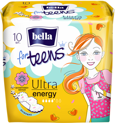 BELLA  for Teens Energy прокладки гигиенические супертонкие 10шт 