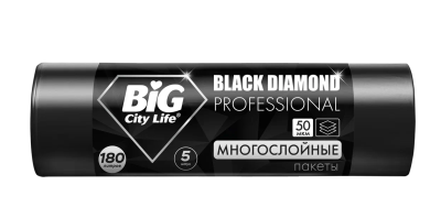 BIG City пакеты для мусора black 90*110 см 180 л 5 шт чёрные 