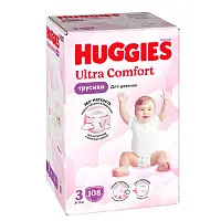 Huggies ultra comfort 3 6-11 кг трусики подгузники 108 шт для девочек