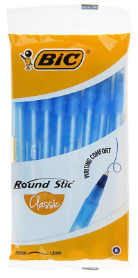 BIC Ручка Раунд Стик , средняя линия, син, (пак. 8шт) 